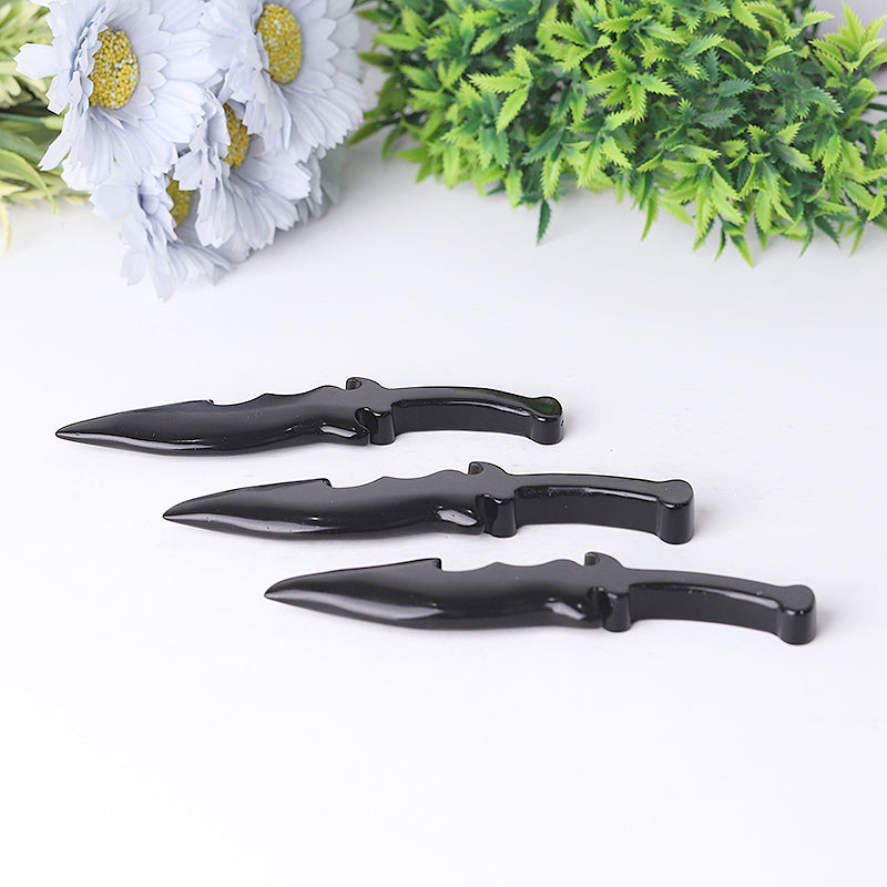 6-inch Black Obsidian Knife Crystal Shape for Protection