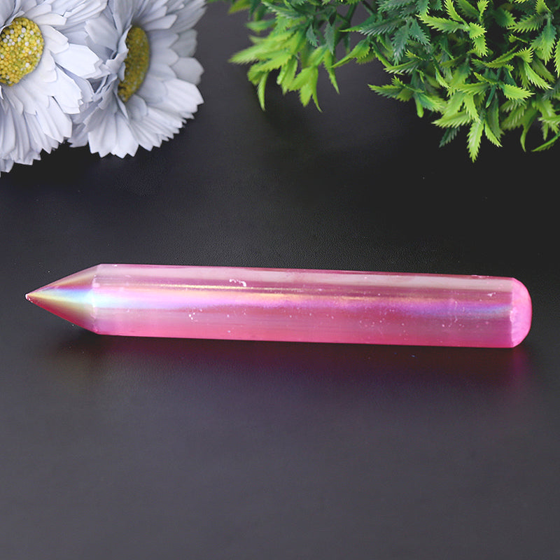 6 Inch Blue Selenite Crystal Wand for Meditation