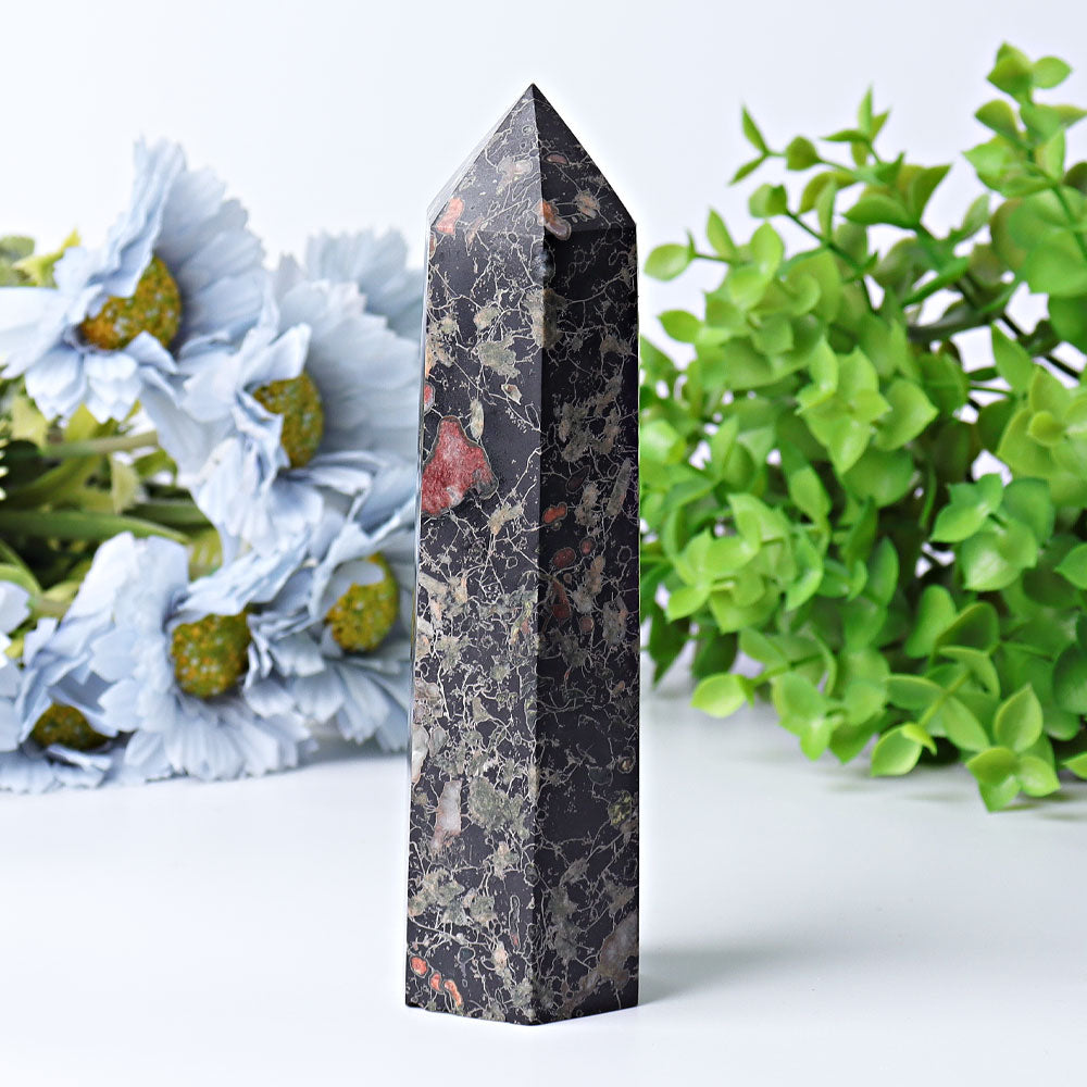 6 Inch Plum Blossom Jade Crystal Tower for Healing