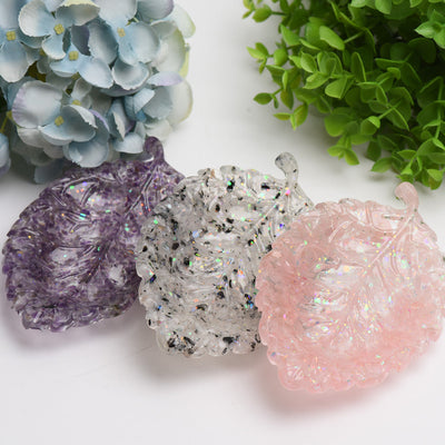 Assiette en résine de 15 cm avec éclats de cristal pour décoration intérieure