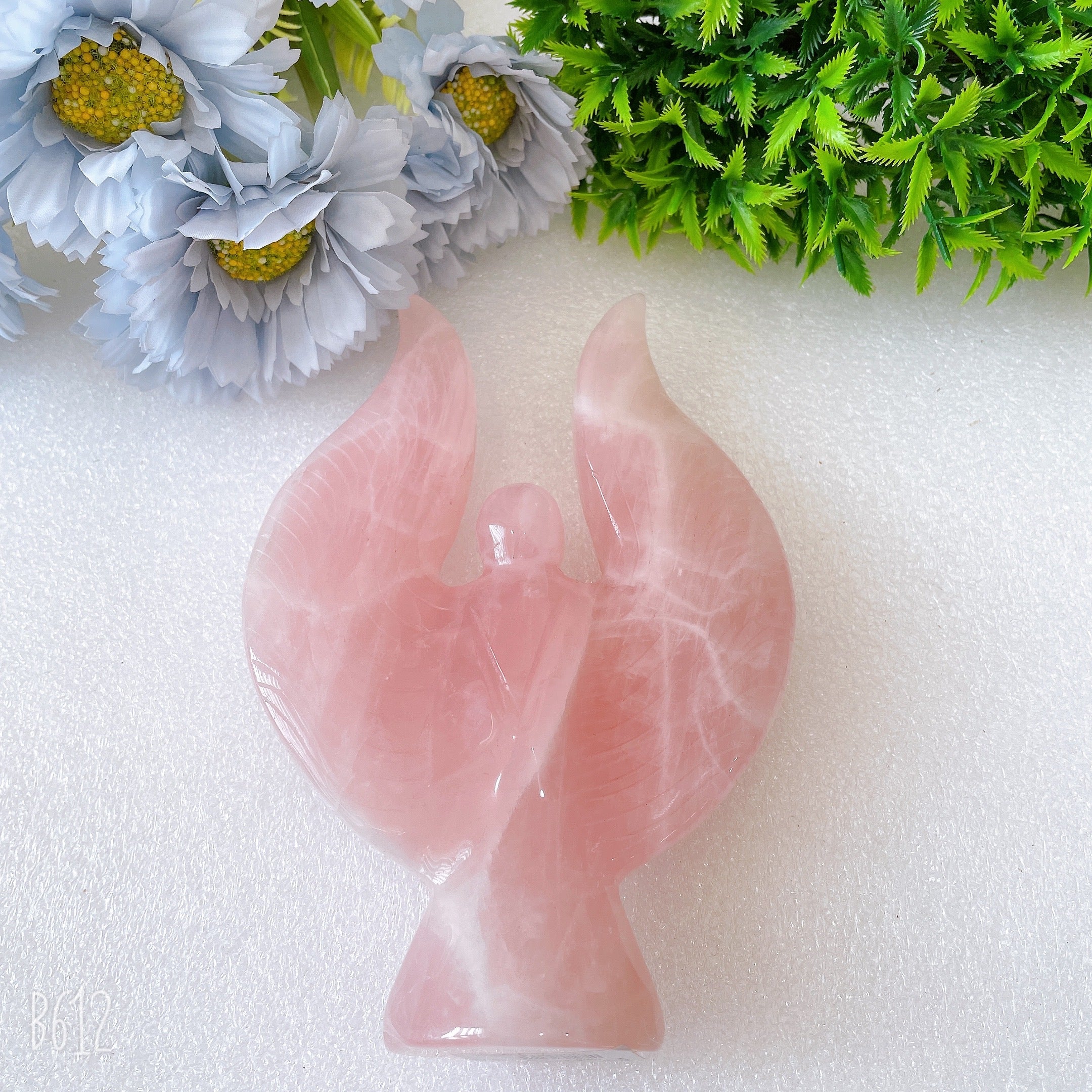 6-Inch Rose Quartz Crystal Angel Figurine for Healing