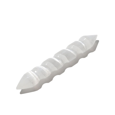 Baguette en cristal à double extrémité en spirale de sélénite de 6 pouces