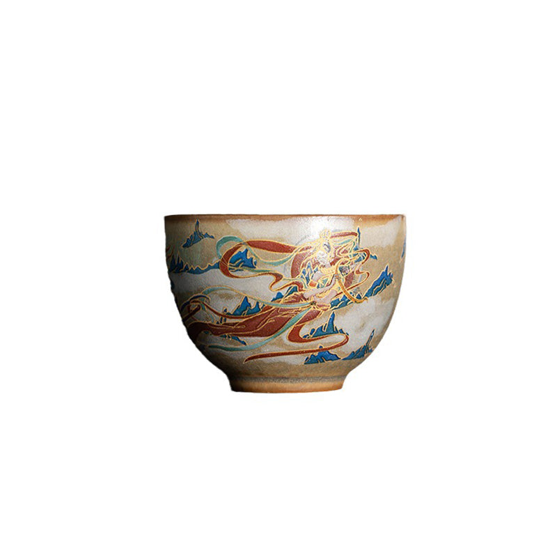 Dunhuang Flying Apsaras Ceramic Gaiwan Tea Cup 150ml