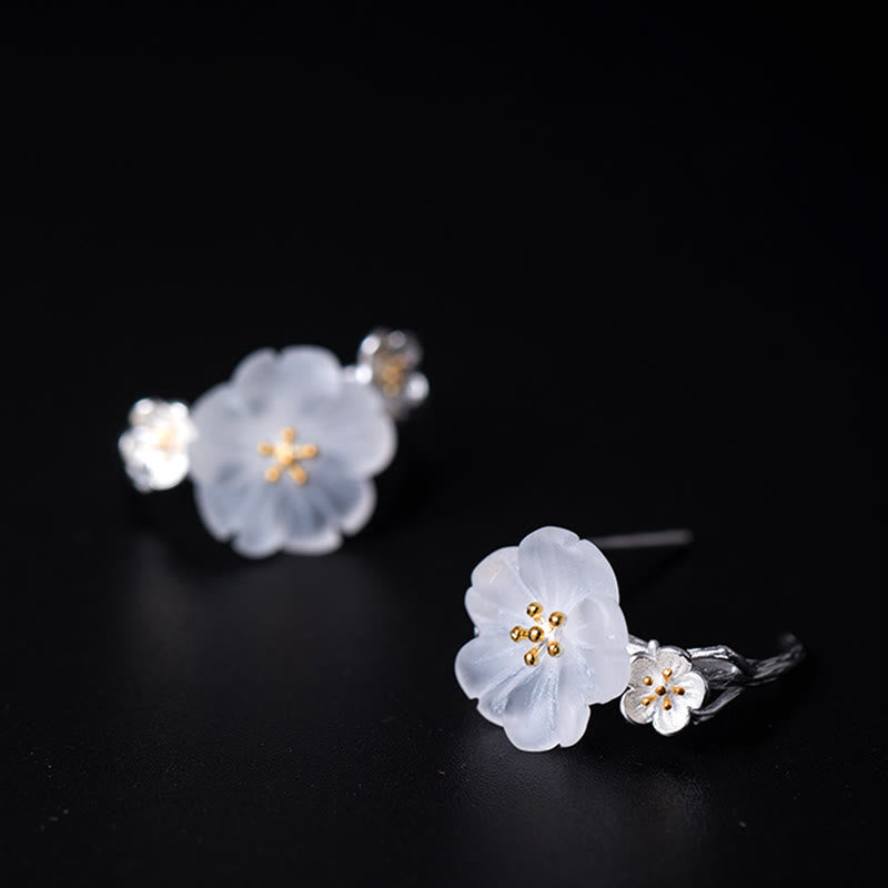 925 Sterling Silver Plum Blossom Spiritual Earrings for Protection