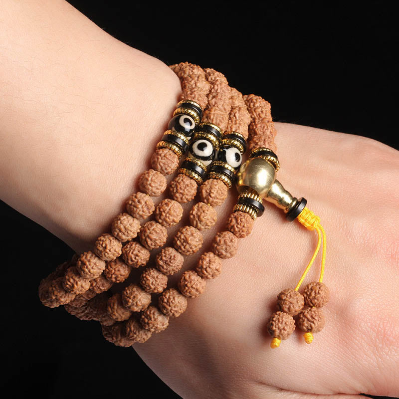 108 Beads Bodhi Seed Mala Bracelet for Meditation & Luck