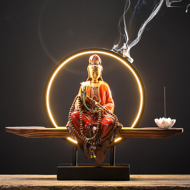 Ceramic Buddha Avalokitesvara Lotus Burners for Meditation