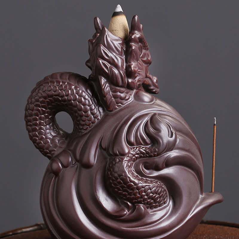 Dragon Pattern Ceramic Incense Burner for Success & Protection