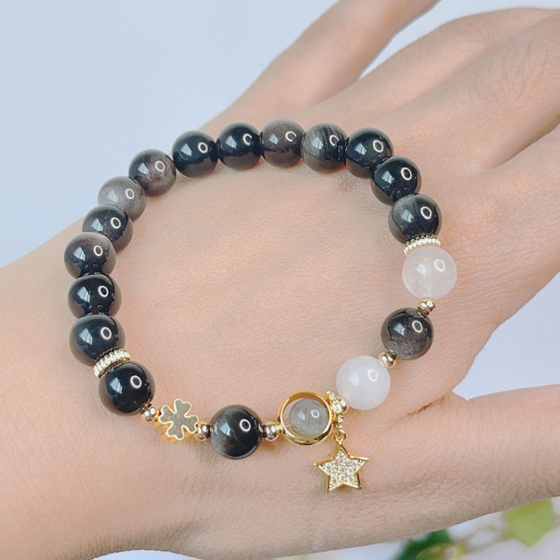 Silver Sheen Obsidian Love Heart Protection Bracelet