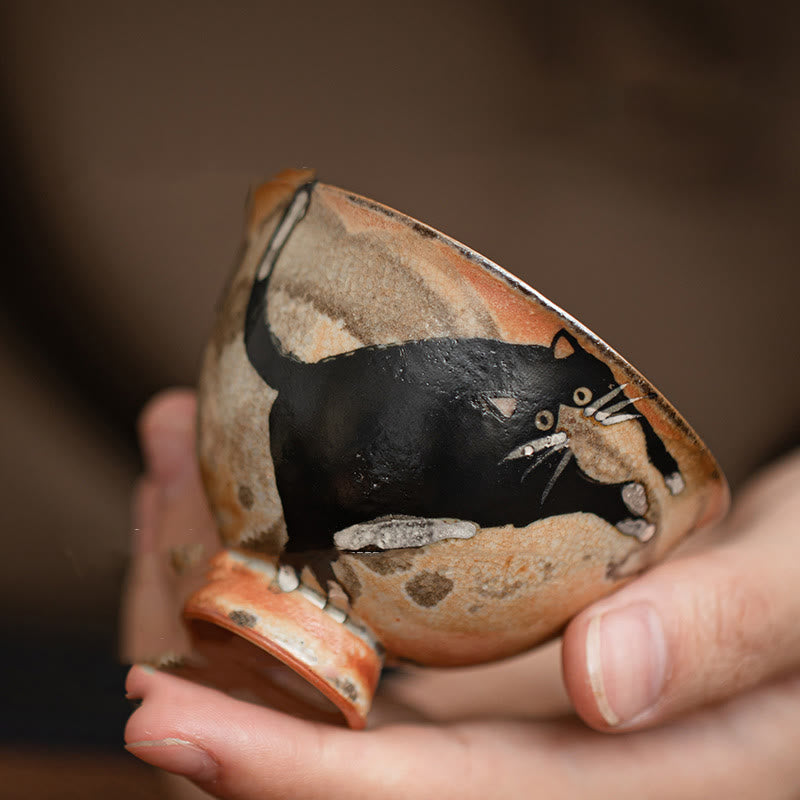 Tasse à thé en céramique pour chat de 60 ml pour décoration zen et méditation