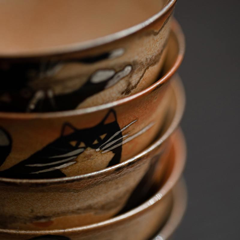 Tasse à thé en céramique pour chat de 60 ml pour décoration zen et méditation