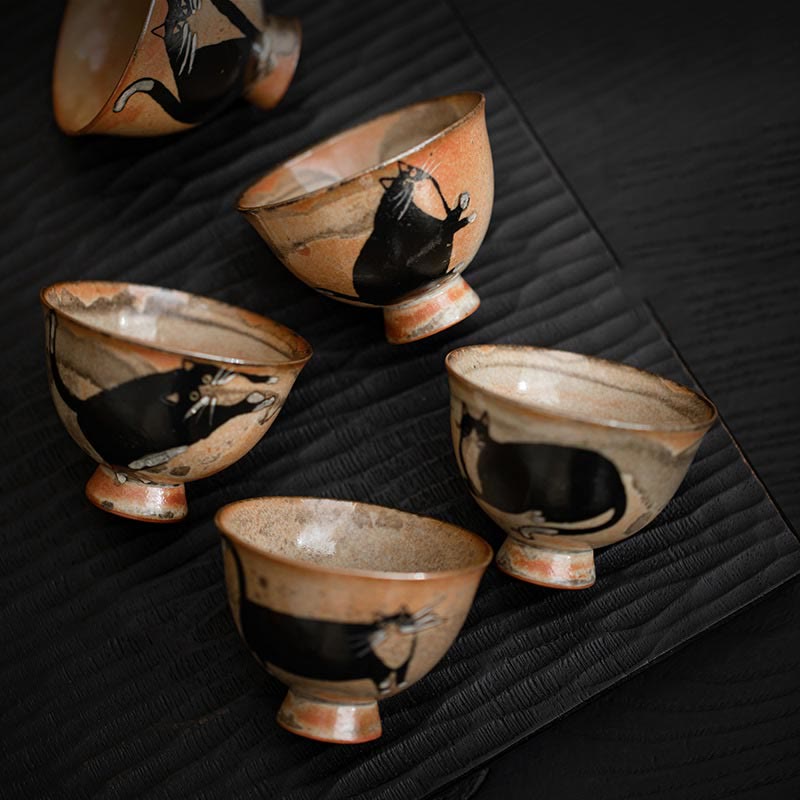 Tasse à thé en céramique pour chat de 60 ml pour décoration zen et méditation