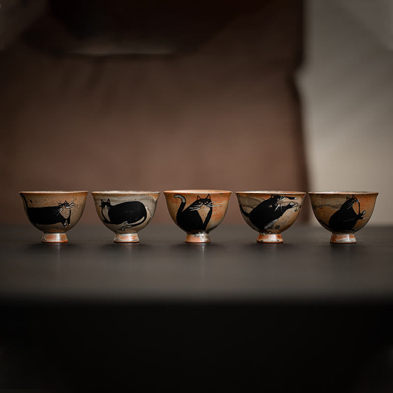 Tasse à thé en céramique pour chat de 60 ml pour décoration zen et méditation