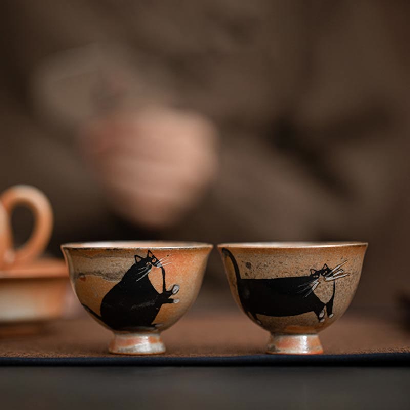 Tasse à thé en céramique pour chat de 60 ml pour décoration zen et méditation