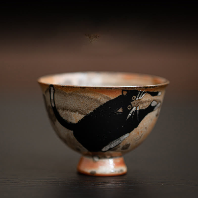 Tasse à thé en céramique pour chat de 60 ml pour décoration zen et méditation