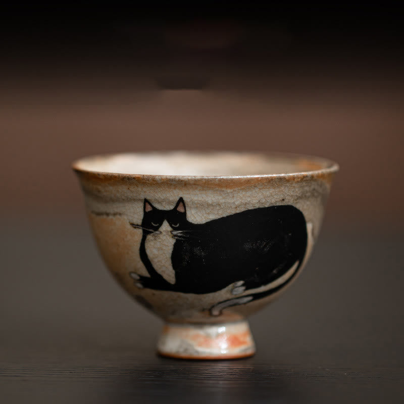 Tasse à thé en céramique pour chat de 60 ml pour décoration zen et méditation