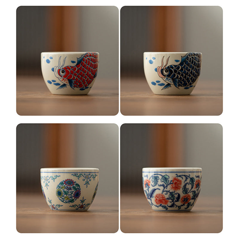 Tasse à thé en céramique Koi Fish Arowana 60 ml pour décoration zen