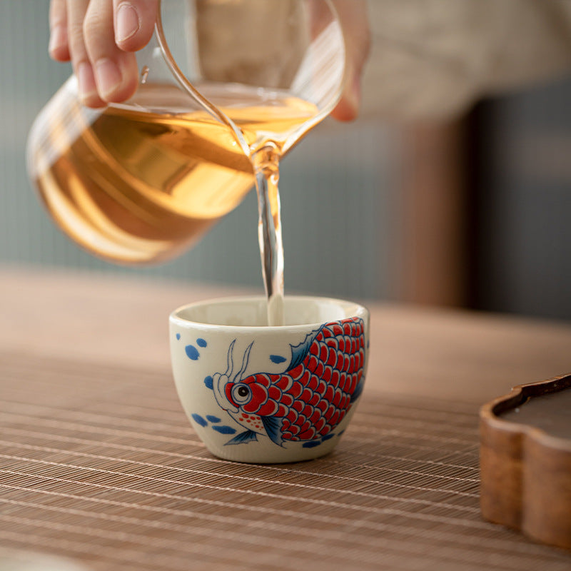 Tasse à thé en céramique Koi Fish Arowana 60 ml pour décoration zen