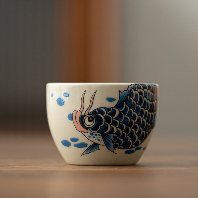 Tasse à thé en céramique Koi Fish Arowana 60 ml pour décoration zen