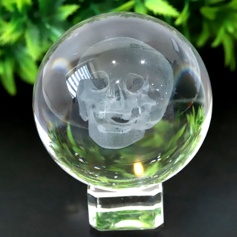 60mm Inner Carving Crystal Spheres for Healing Meditation