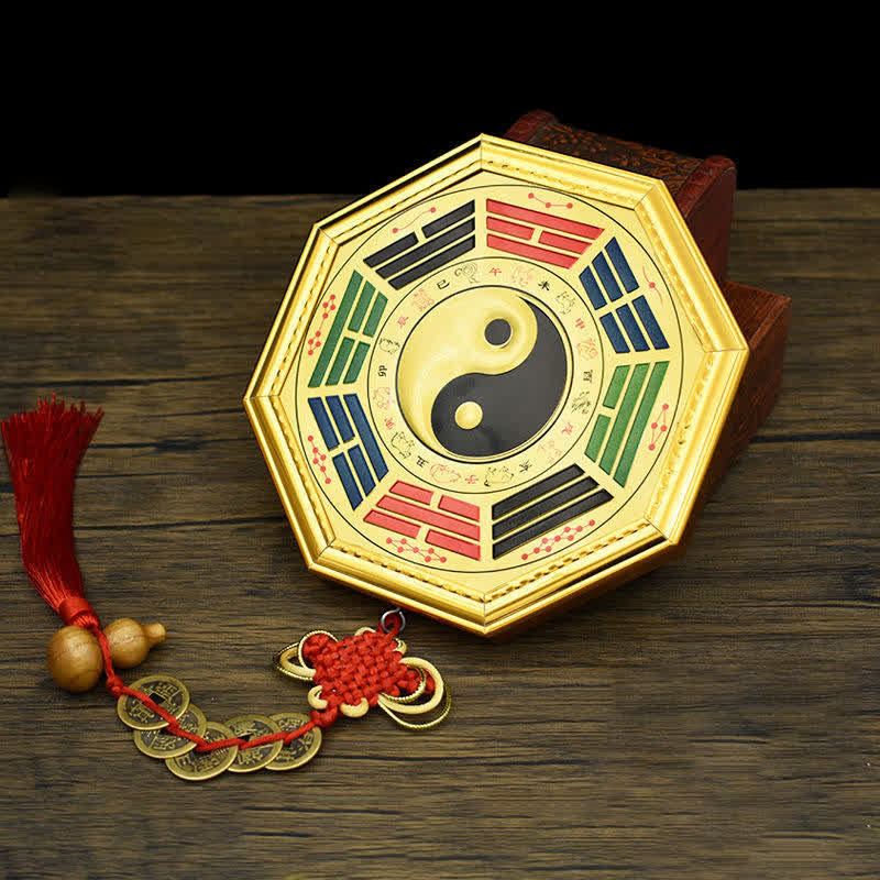 Bagua Map Feng Shui Balance Energy with Five Emperor Coins 17.5cm