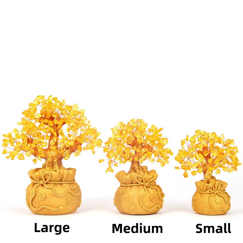 Arbre à argent en citrine naturelle, décoration Feng Shui pour la prospérité