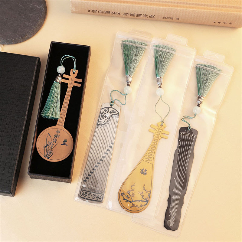 Gold Guzheng Metal Bookmark | Classical Instrument Design