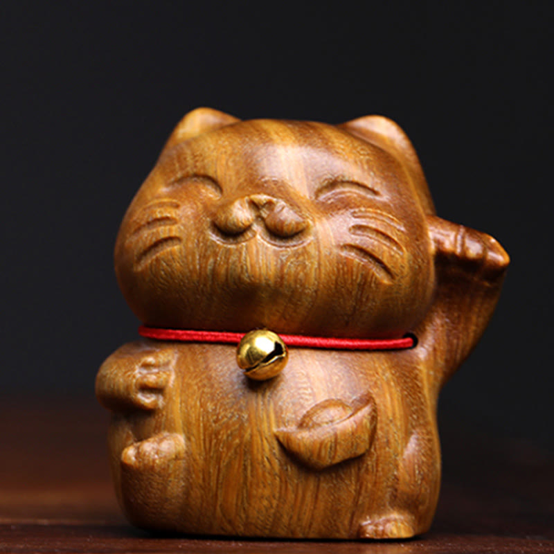 Green Sandalwood Lucky Cat Decoration 4.5cm Peace Charm