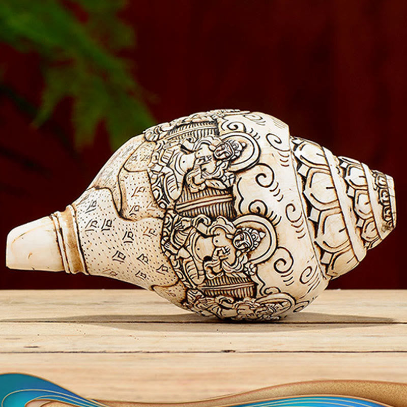 Tibetan Handmade Engraved Shankha Conch Shell Decoration
