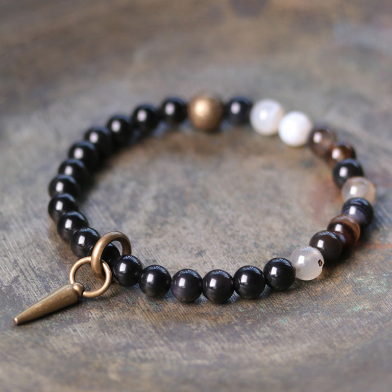 Black Obsidian & Sodalite Strength Couple Bracelet