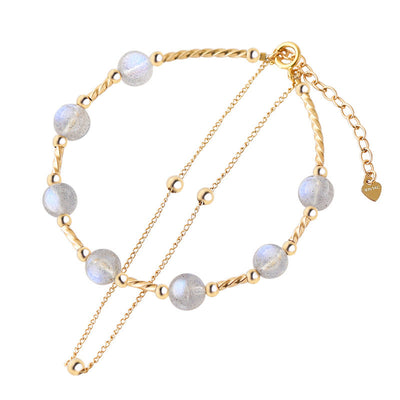 Bracelet chaîne en or 18 carats avec pierre de lune Love &amp; Calm
