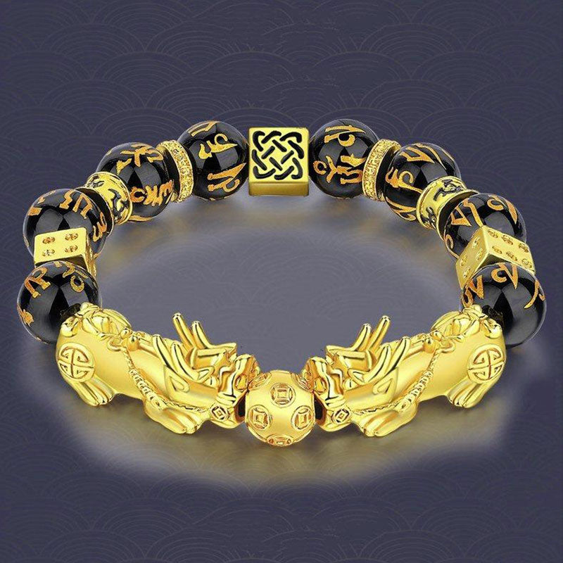 12mm Obsidian Pixiu Wealth Bracelet for Feng Shui Luck