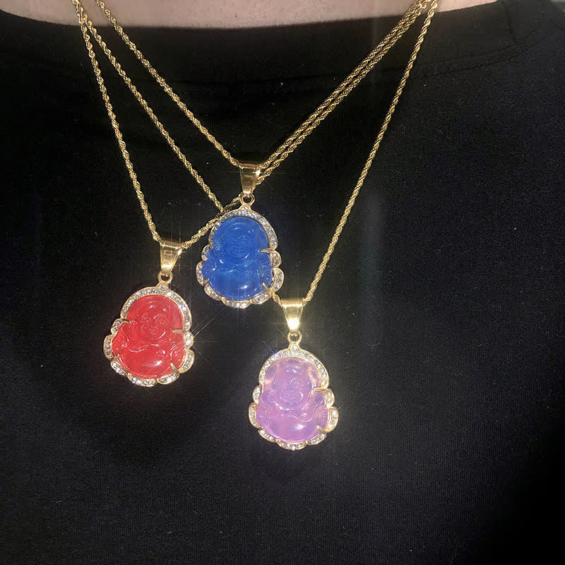 Collier de prospérité en jade Feng Shui Bouddha rieur