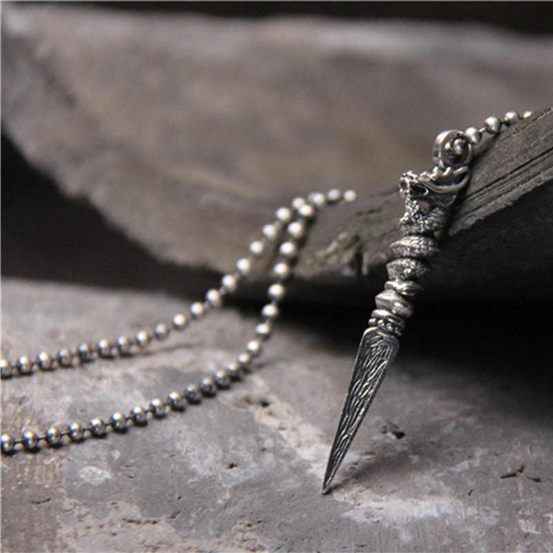 925 Sterling Silver Dragon Protection Necklace Dorje Vajra