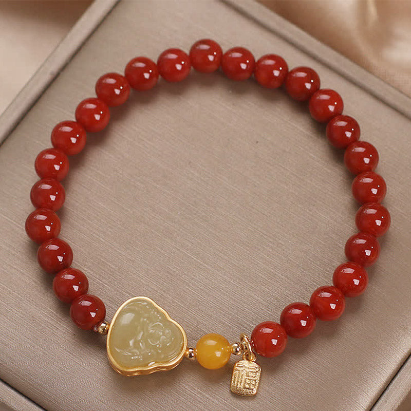 Red Agate Jade Confidence Buddha Bracelet