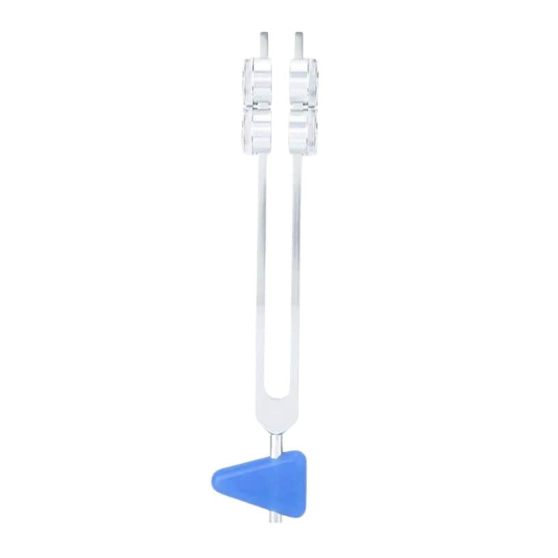 Glass airlock with blue plastic base for fermentation, featured with 64 Hz Tuning Fork