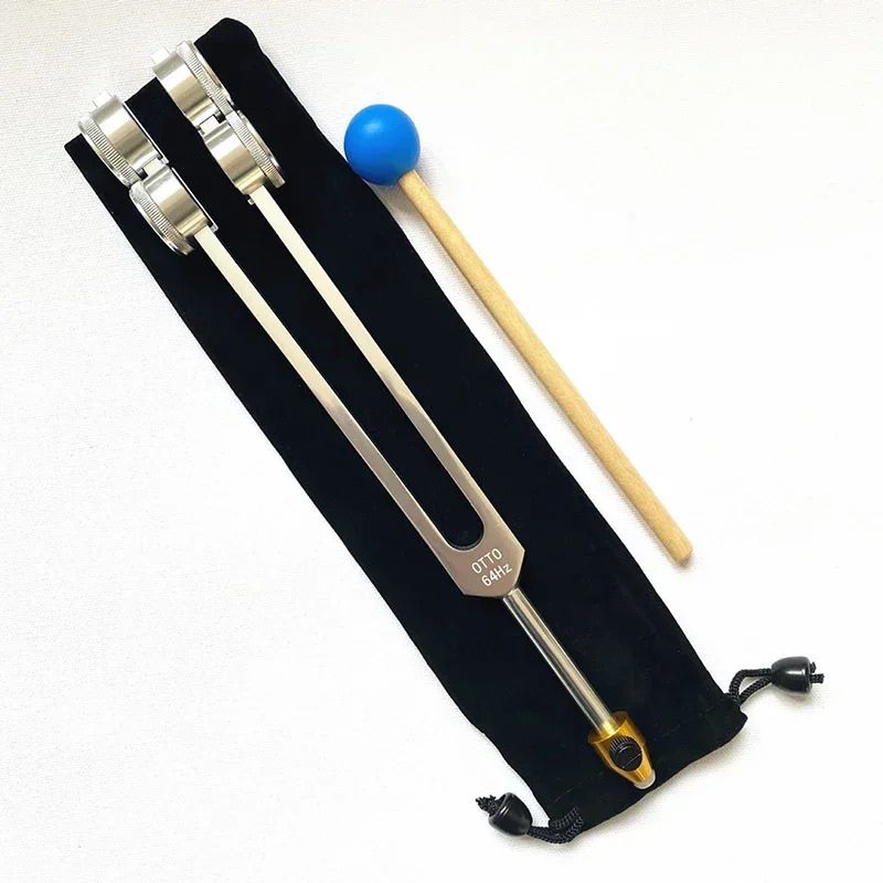 Medical tuning fork with rubber mallet for 64 Hz Healing Therapy