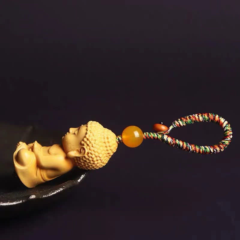 Porte-clés spirituel en buis de la sérénité du Bouddha Tathagata
