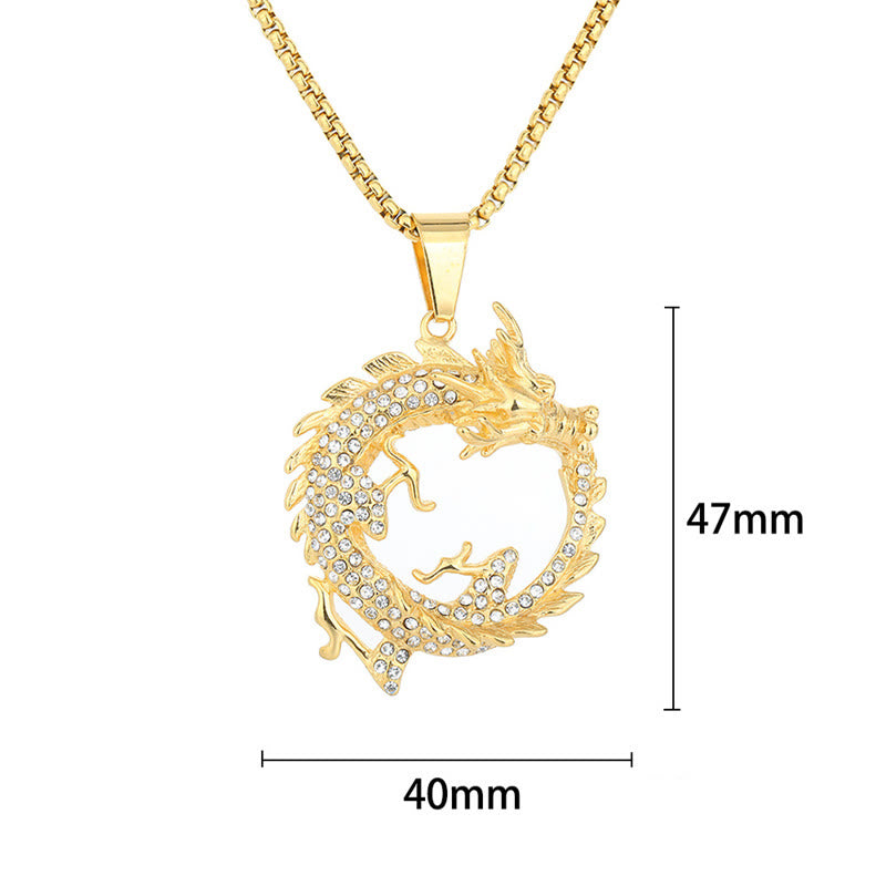 Collier Dragon Pendentif en Acier Titane pour le Succès et la Protection