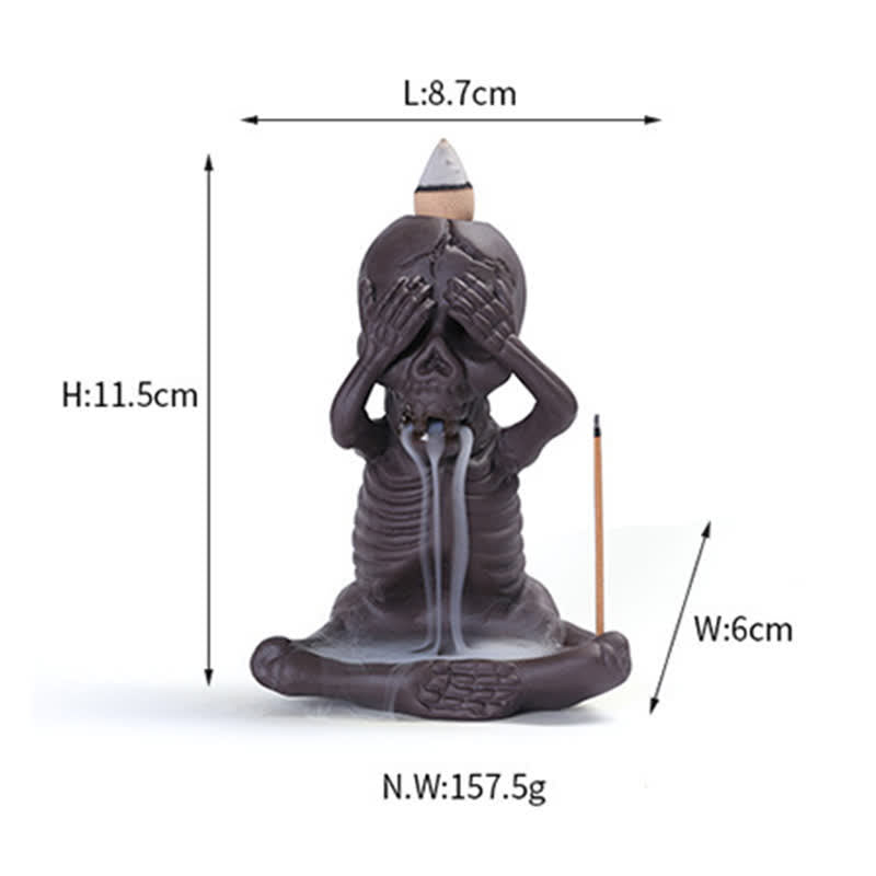 Little Ghost Purple Clay Backflow Incense Burner Peace Decor