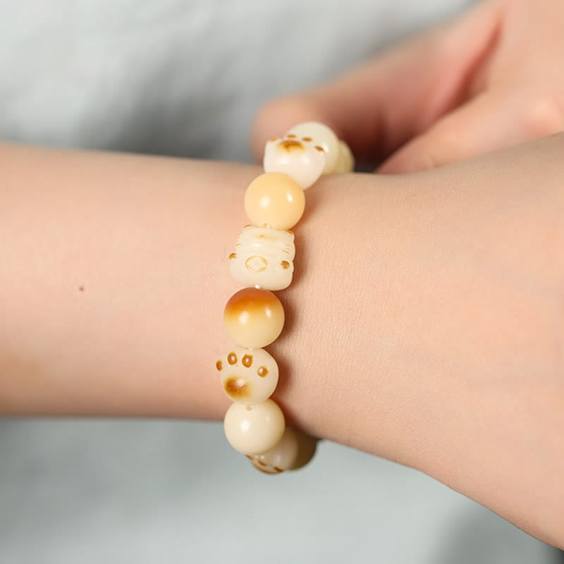 Bodhi Seed Sandalwood Cat Peace Bracelet 14-17cm Unisex