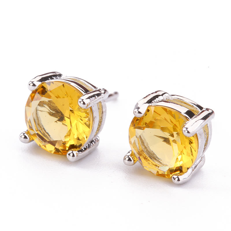 Unisex Natural Amethyst Love Earrings with Various Gemstones 7mm