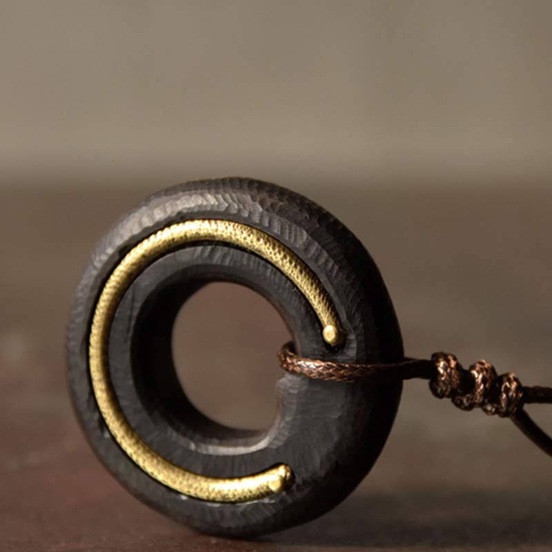 Ebony Wood Zen Circle Necklace | Peace and Calm Pendant