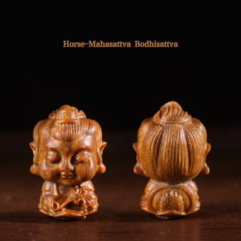 Décoration Bouddha du zodiaque chinois en bois de santal vert