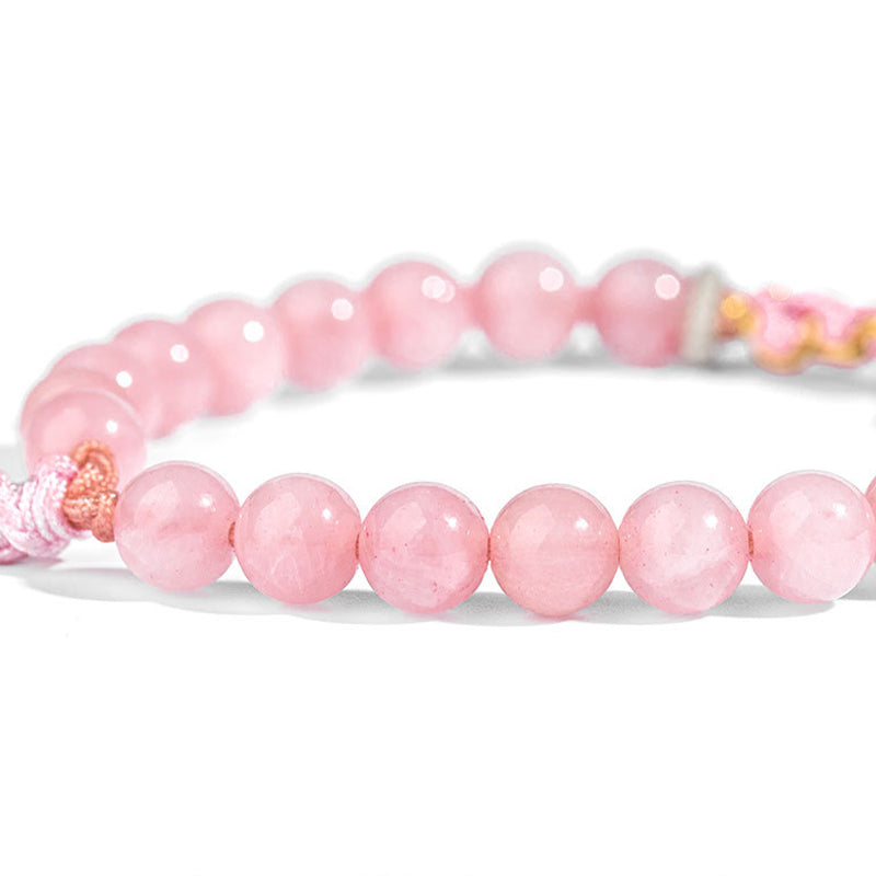 Red Agate Pink Crystal 7mm Sterling Silver Agate Bracelet