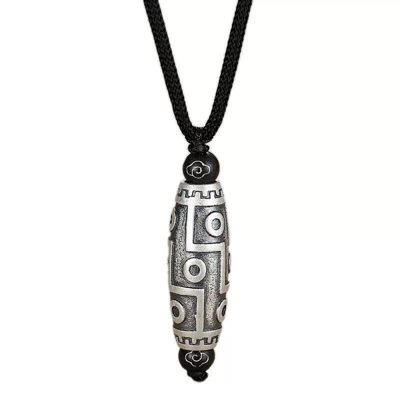 Copper Spiritual Necklace with Nine-Eye Dzi Bead for Wealth & Protection