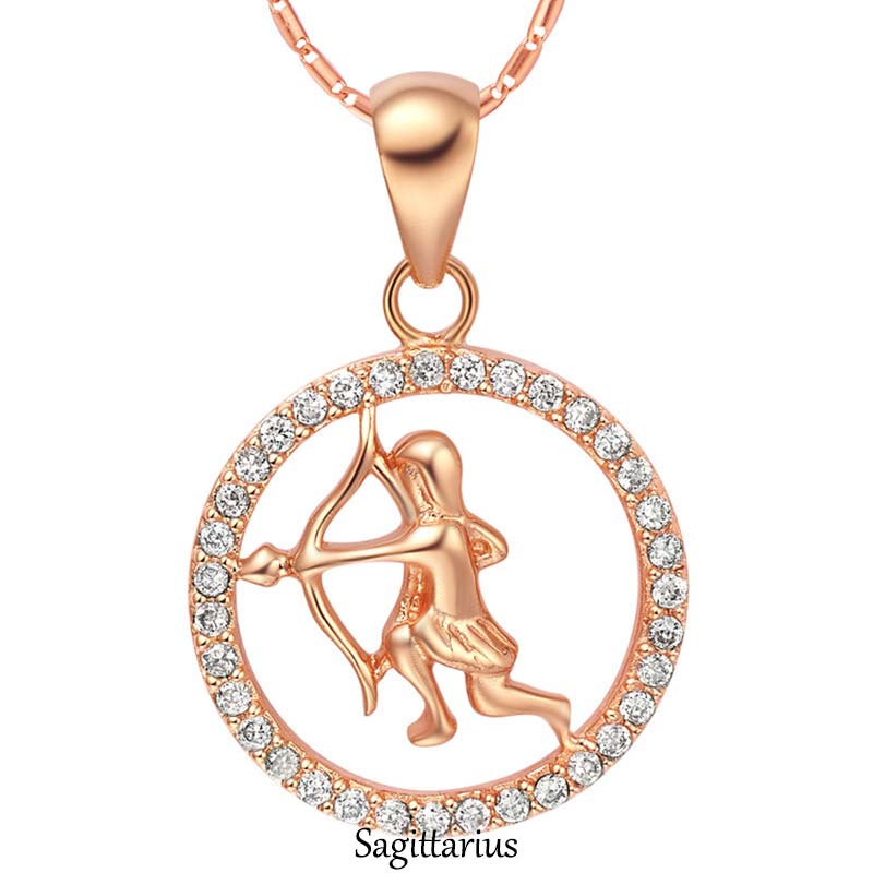 Collier en cuivre des 12 signes du zodiaque | Pendentif chance et guérison