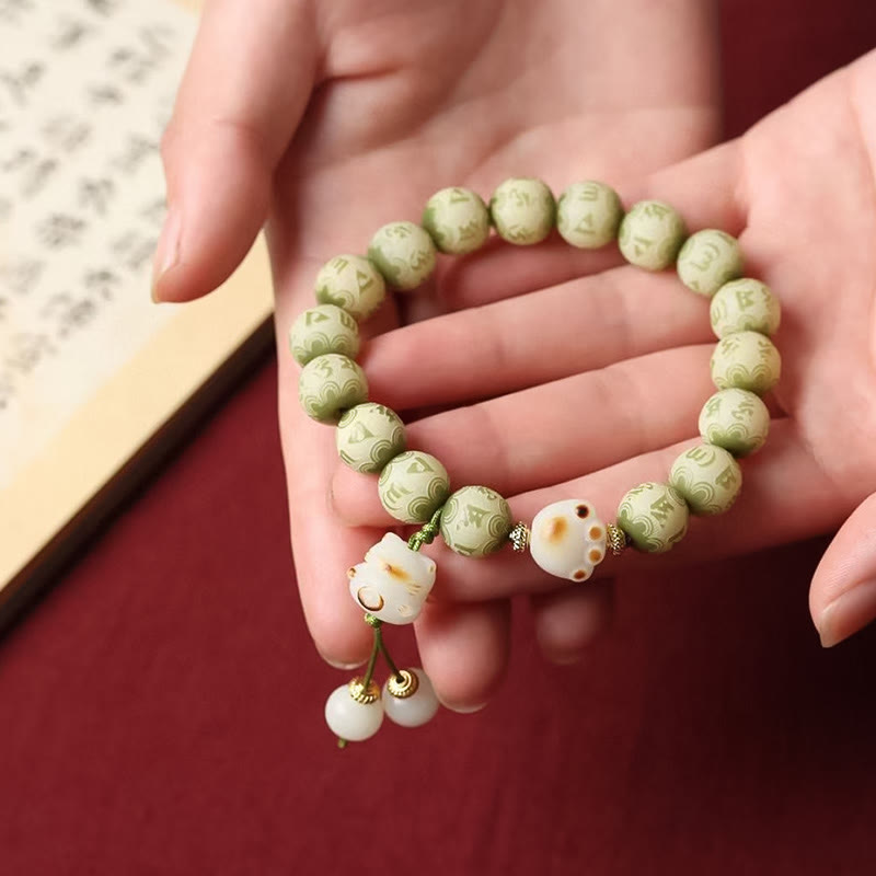 Bracelet de sagesse vert Bodhi Seed Om Mani Padme Hum