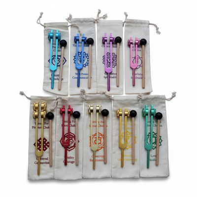 Ensemble de 9 diapasons de chakra pour la guérison et la thérapie sonore