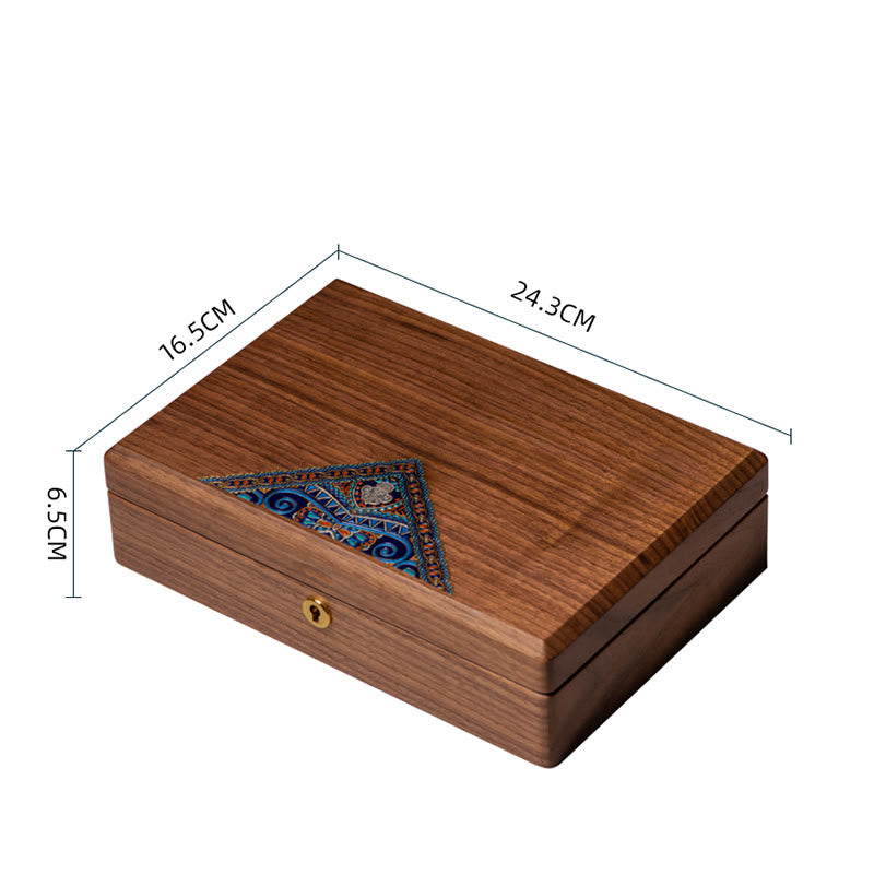 Vintage Handmade Black Walnut Wood Jewelry Storage Box