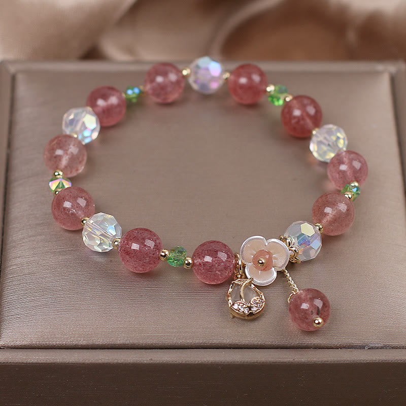Bracelet de guérison en quartz fraise et fluorite pour une clarté émotionnelle